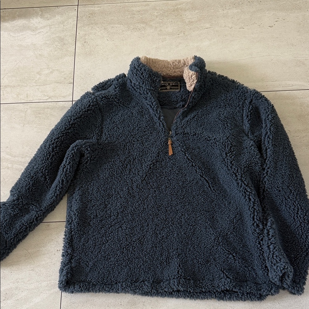 True Grit Navy Sherpa Pullover